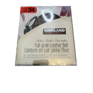 New In Box MENS KIRKLAND Leather Black Belt 34